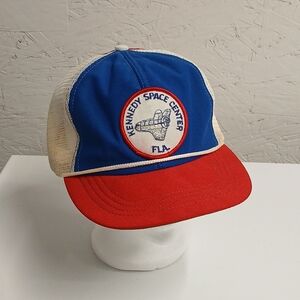 Vintage Kennedy Space Center Blue and Red Trucker Hat